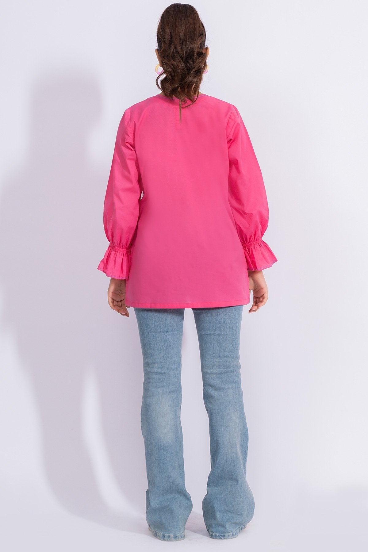 Dyed Embroidered Cambric Kurti