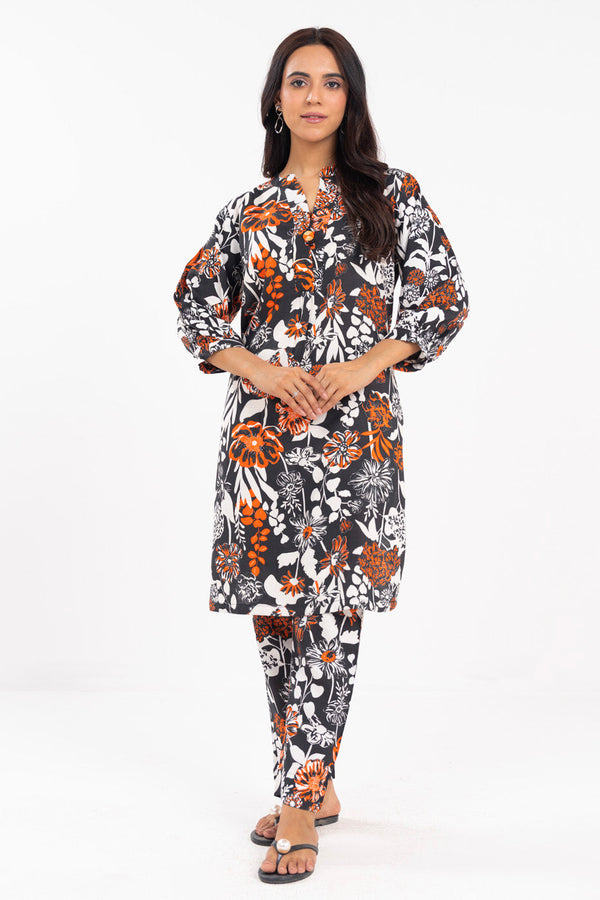 Stitched - 2 Pc Printed Raw Silk Outfit