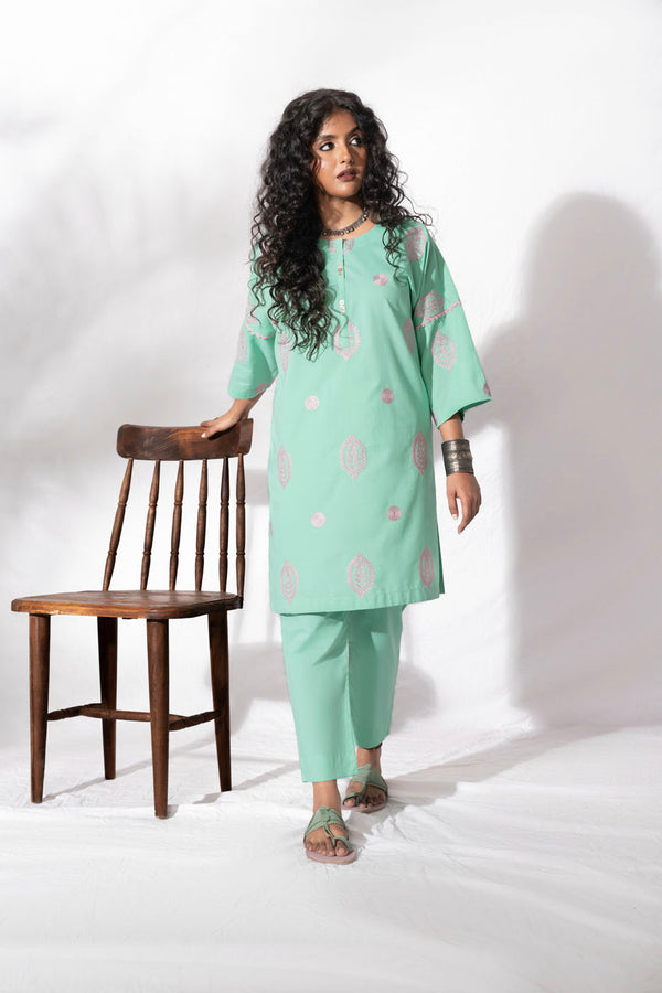 Stitched - 2 Pc Embroidered Cambric Outfit