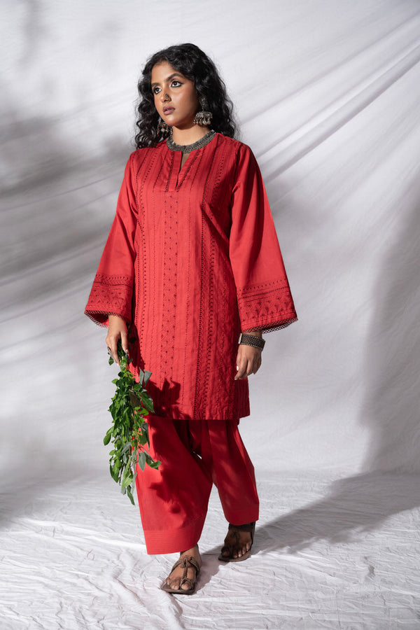 Stitched - 2 Pc Embroidered Chikankari Outfit