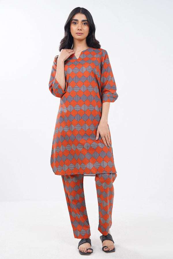 Stitched - 2 Pc Printed Cambric Outfit