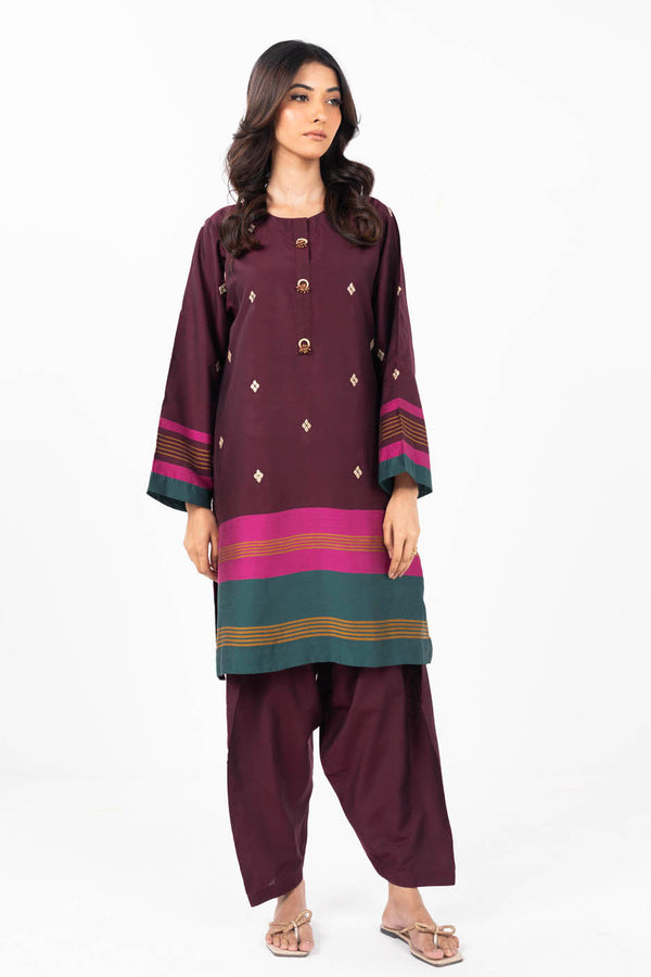 Stitched - 2 Pc Embroidered Yarn Dyed Outfit