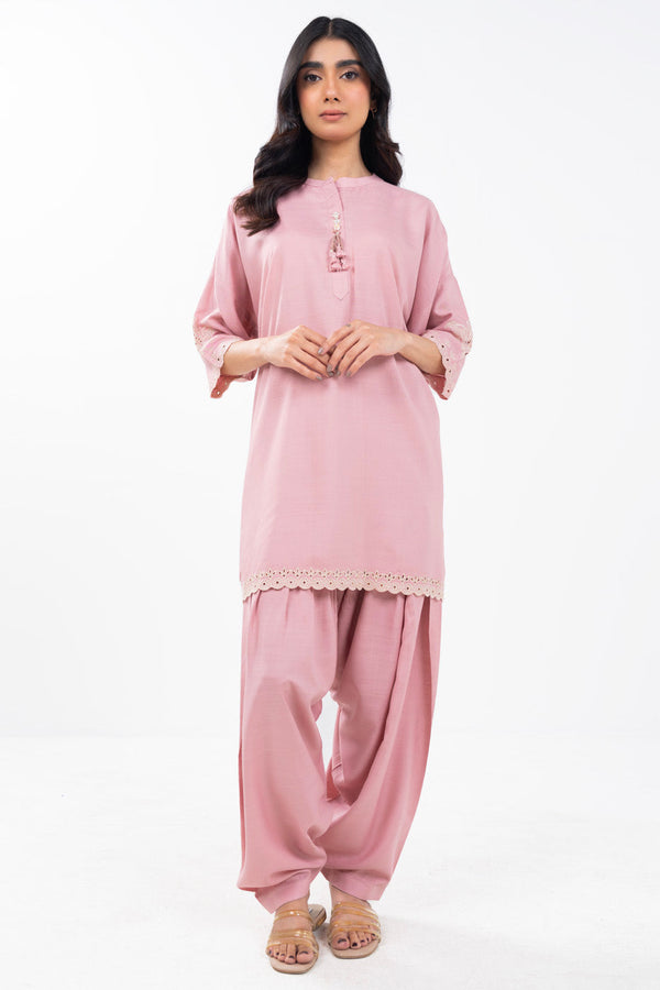 Stitched - 2 Pc Embroidered Raw Silk Outfit