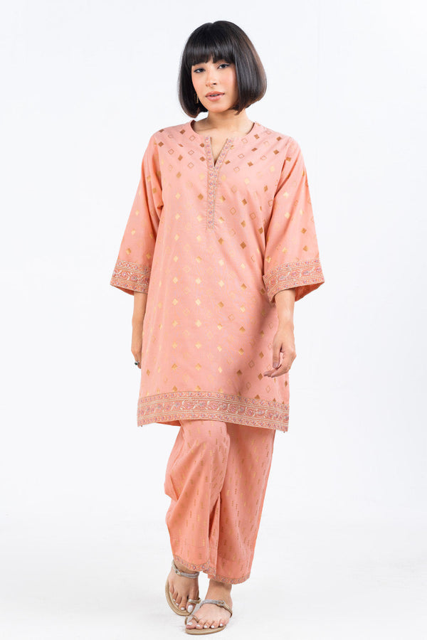 2 Pc Embroidered Jacquard Outfit