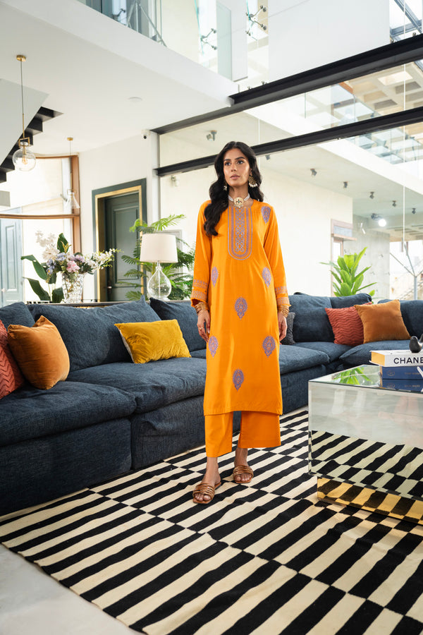 Stitched - 2 Pc Printed Embroidered Viscose Outfit