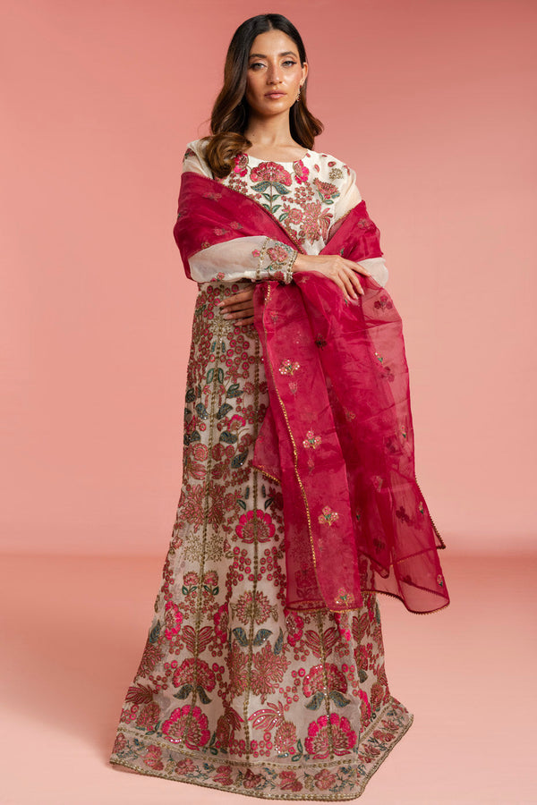 Stitched - 3 Pc Embroidered Organza Outfit