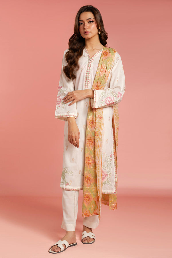 Stitched - 3 Pc Jacquard Outfit