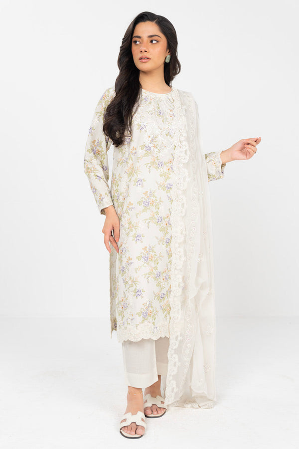 Stitched - 3 Pc Embroidered Lawn Outfit