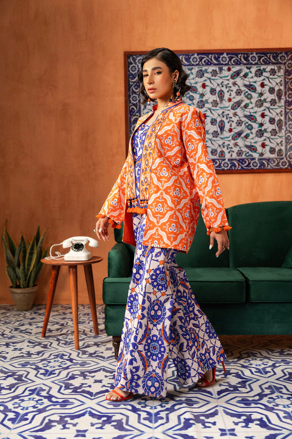 3 Pc Printed Lawn Suit With Printed Silver Lawn dupatta