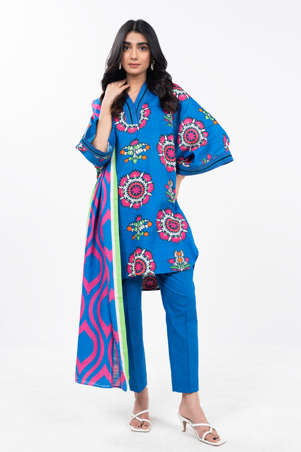 3 Piece Printed Khaddar Shirt With Printed Khaddar Dupatta