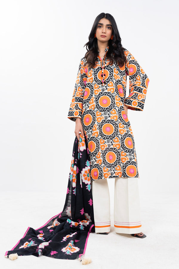 3 Piece Printed Khaddar Shirt With Printed Khaddar Dupatta