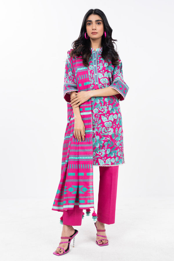 3 Piece Printed Khaddar Suit With Printed Light Khaddar Dupatta