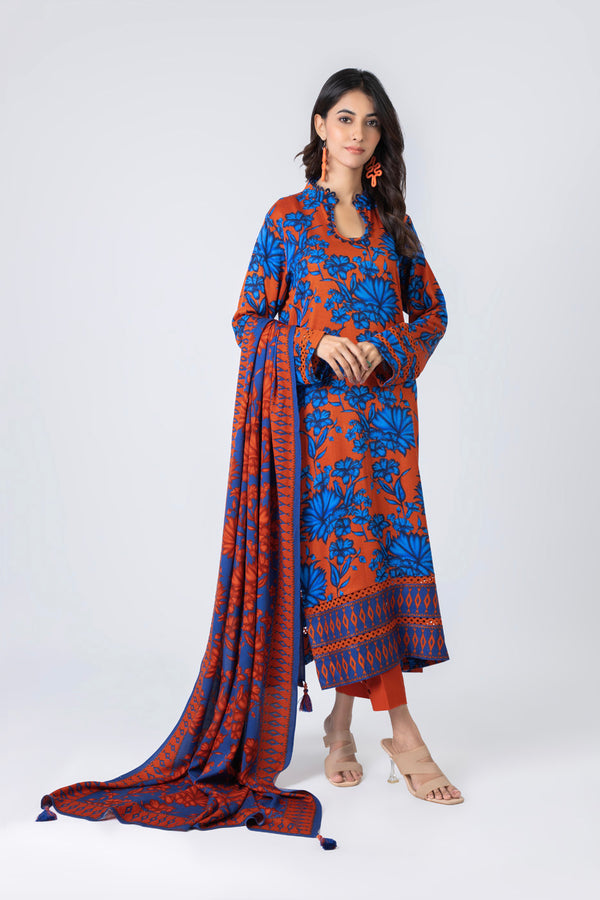 3 Piece Printed Cotail Viscose Suit With Viscose Dupatta