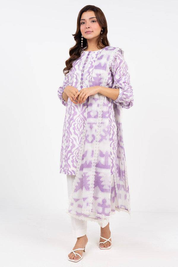 3 Piece Printed Cambric Suit With Printed Cambric Dupatta