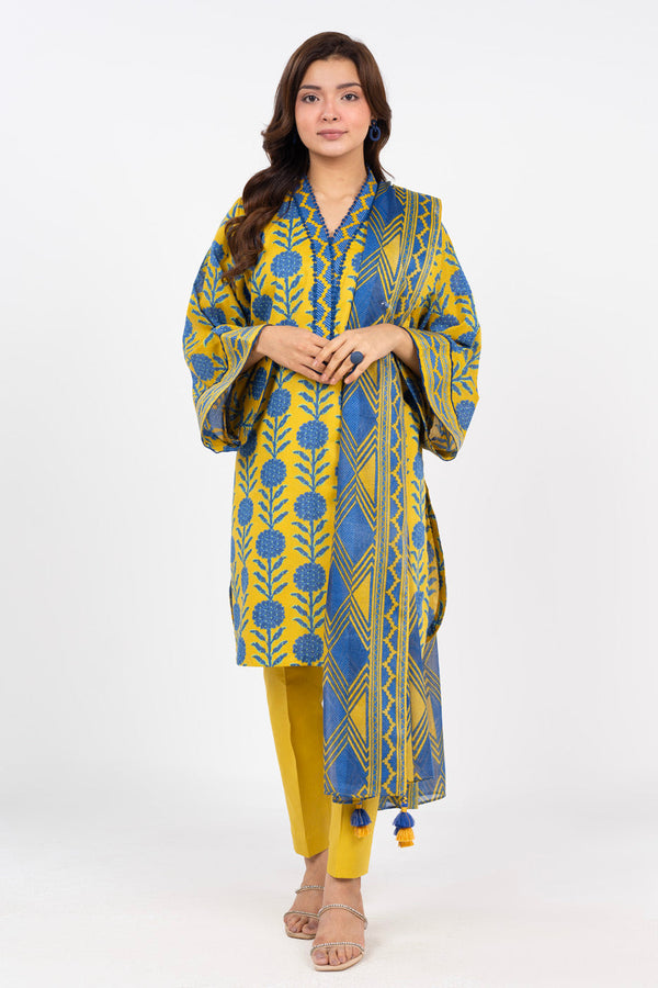 2 Piece Printed Karandi Suit With Karandi Dupatta