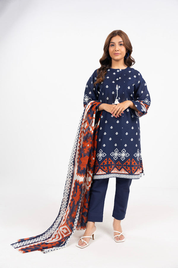 3 Piece Printed Cambric Suit With Printed Lawn Dupatta