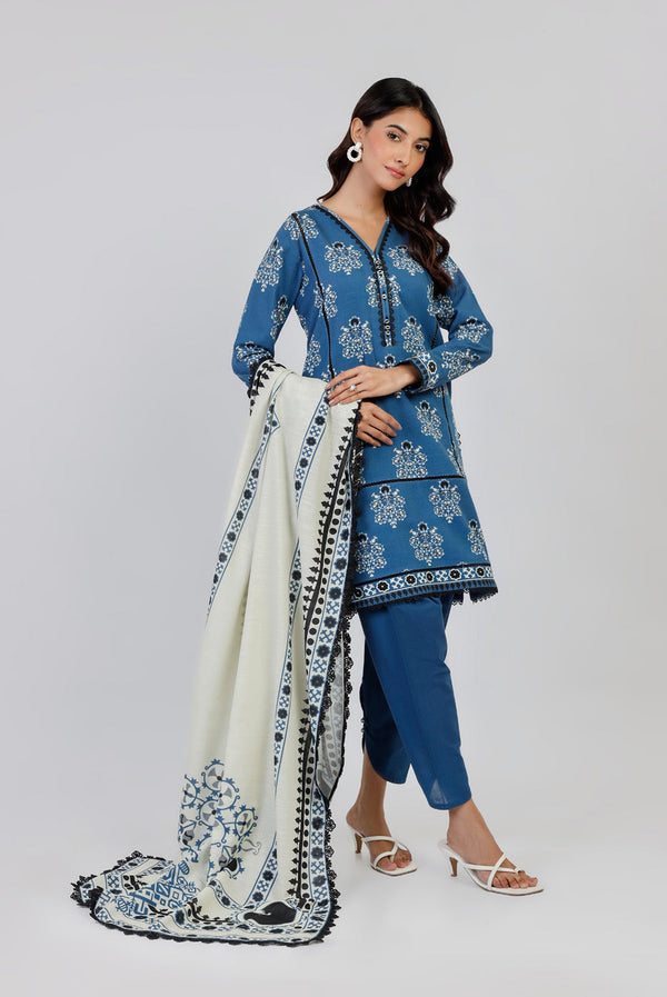 3 Piece Printed Viscose Slub Suit With Viscose Slub Dupatta