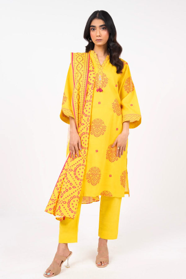 3 Piece Printed Khaddar Suit With Light Khaddar Dupatta