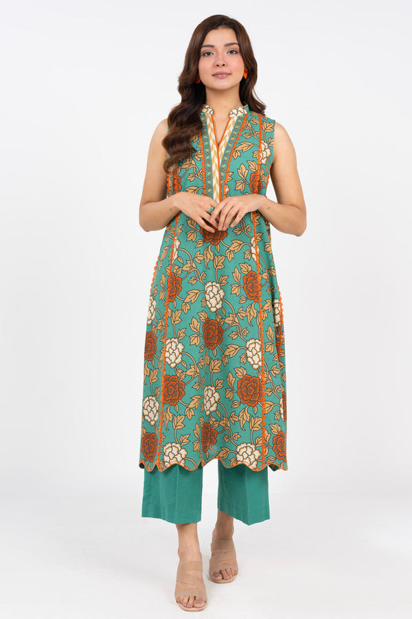 2 Piece Printed Viscose Suit With Viscose Dupatta