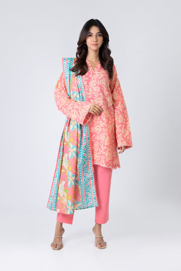 3 Piece Printed Khaddar Suit With Light Khaddar Dupatta