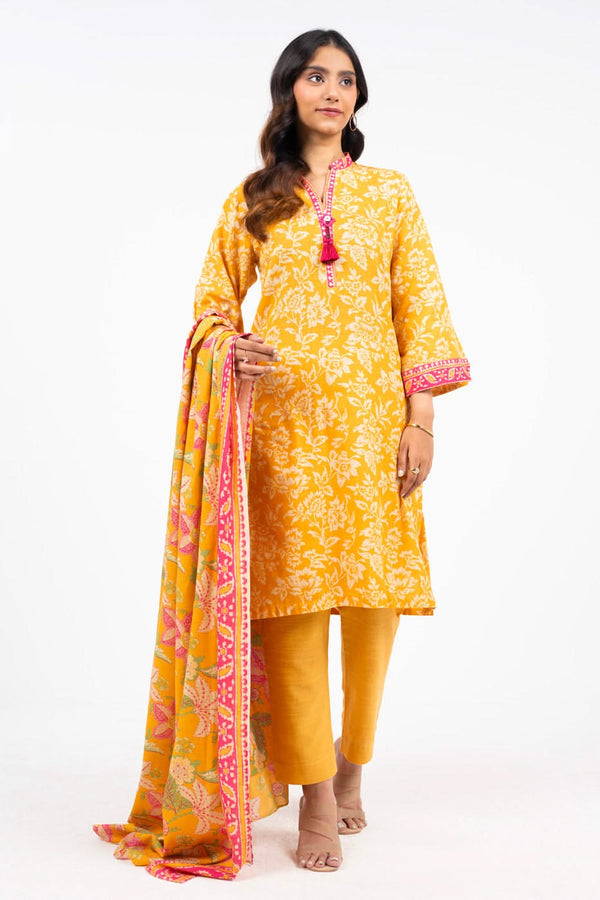 3 Piece Printed Khaddar Suit With Light Khaddar Dupatta