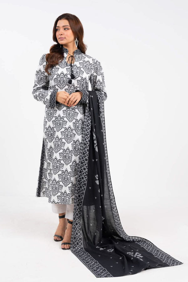 3 Piece Printed Khaddar Suit With Light Khaddar Dupatta