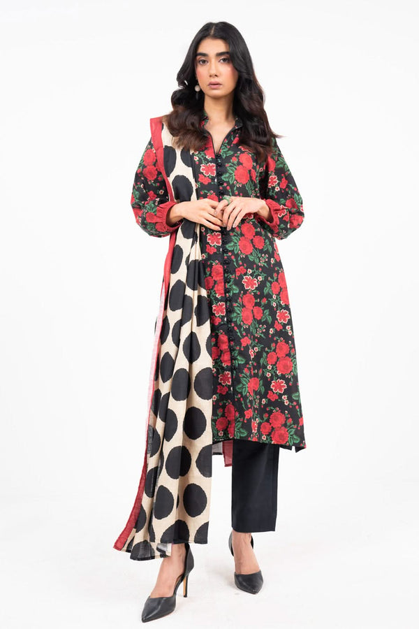 3 Piece Printed Khaddar Suit With Light Khaddar Dupatta