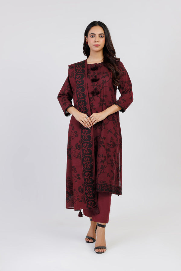 3 Piece Printed Khaddar Suit With Light Khaddar Dupatta