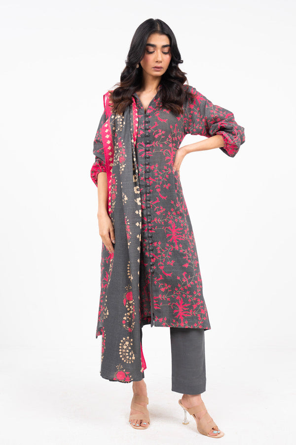 3 Piece Printed Khaddar Suit With Light Khaddar Dupatta