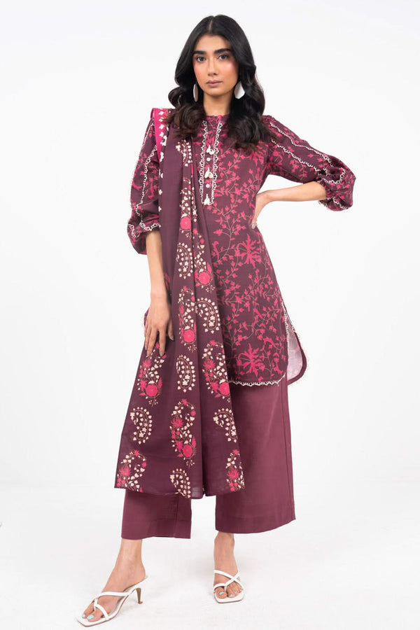 3 Piece Printed Khaddar Suit With Light Khaddar Dupatta