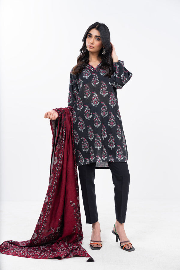 3 Piece Printed Kirundi Suit With Woven Jacquard Shawl