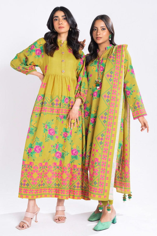 3 Piece Printed Khaddar Suit With Light Khaddar Dupatta