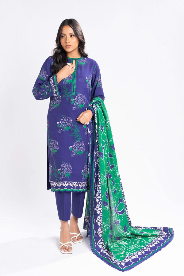 2 Piece Printed Khaddar Suit With Khaddar Dupatta