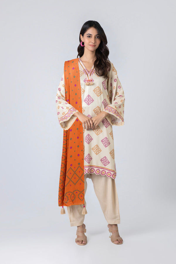 3 Piece Printed Dobby Viscose Suit With Twill Viscose Dupatta