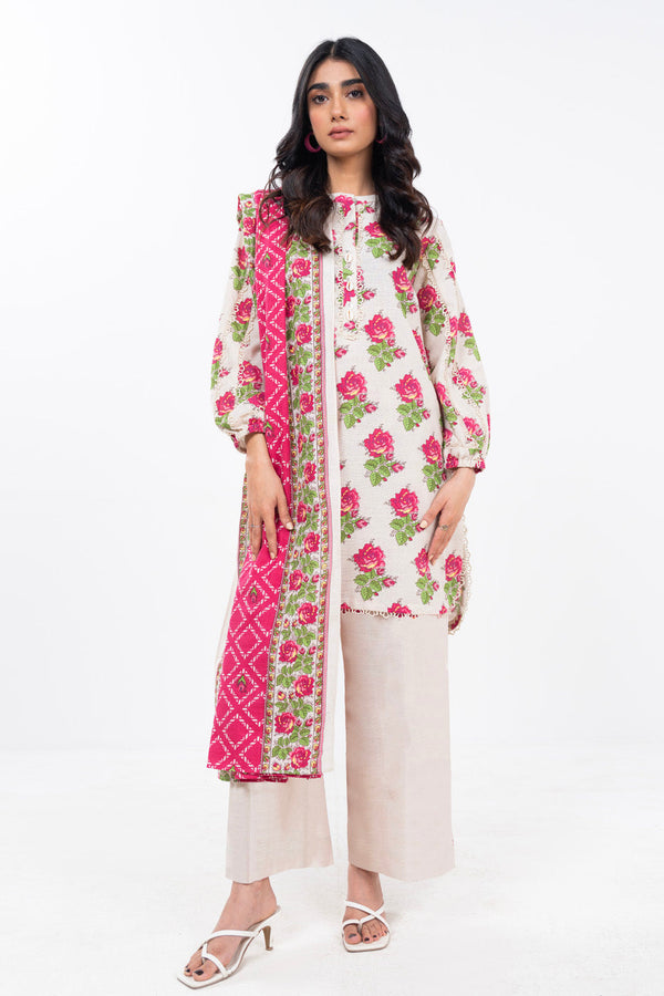 3 Piece Printed Cambric Suit With Printed Lawn Dupatta