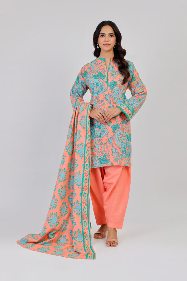 3 Piece Printed light Khaddar Suit With Light Khaddar Dupatta