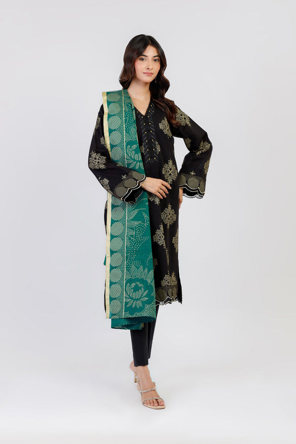 3 Piece Printed Khaddar Suit With Light Khaddar Dupatta