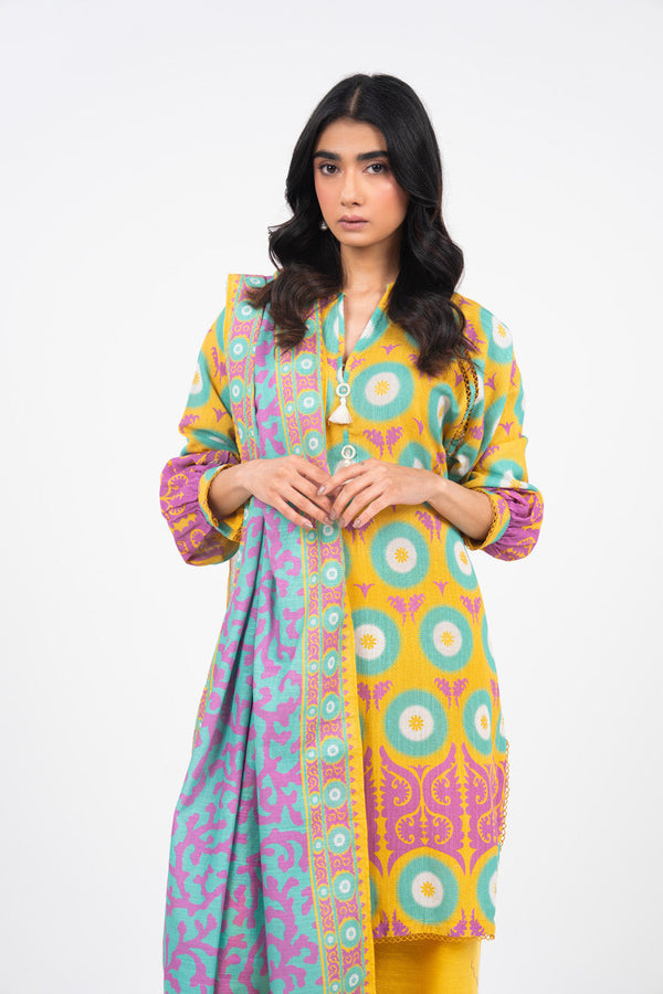 2 Piece Printed Khaddar Suit With Light Khaddar Dupatta