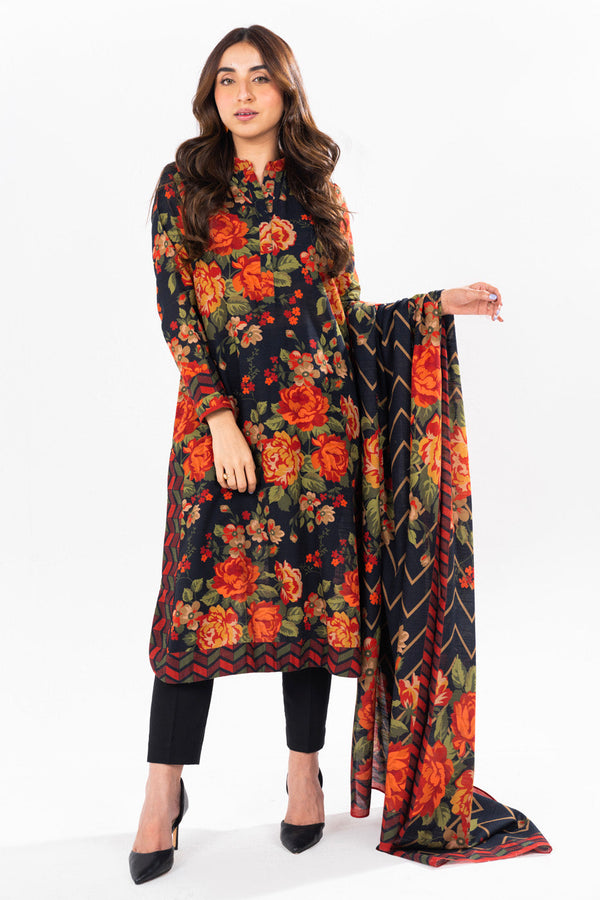 2 Piece Printed Khaddar Suit With Light Khaddar Dupatta