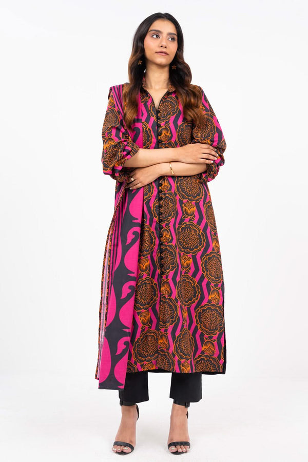 3 Piece Printed Khaddar Suit With Light Khaddar Dupatta