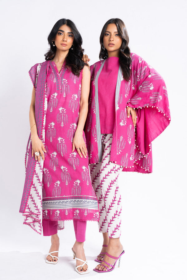 3 Piece Cambric Suit with Lawn Dupatta