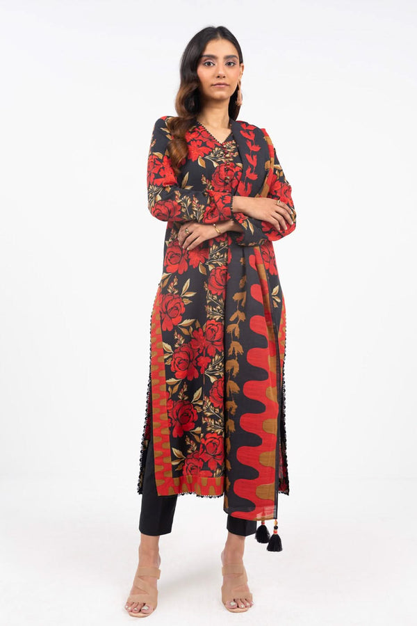 3 Piece Printed Khaddar Suit With Light Khaddar Dupatta