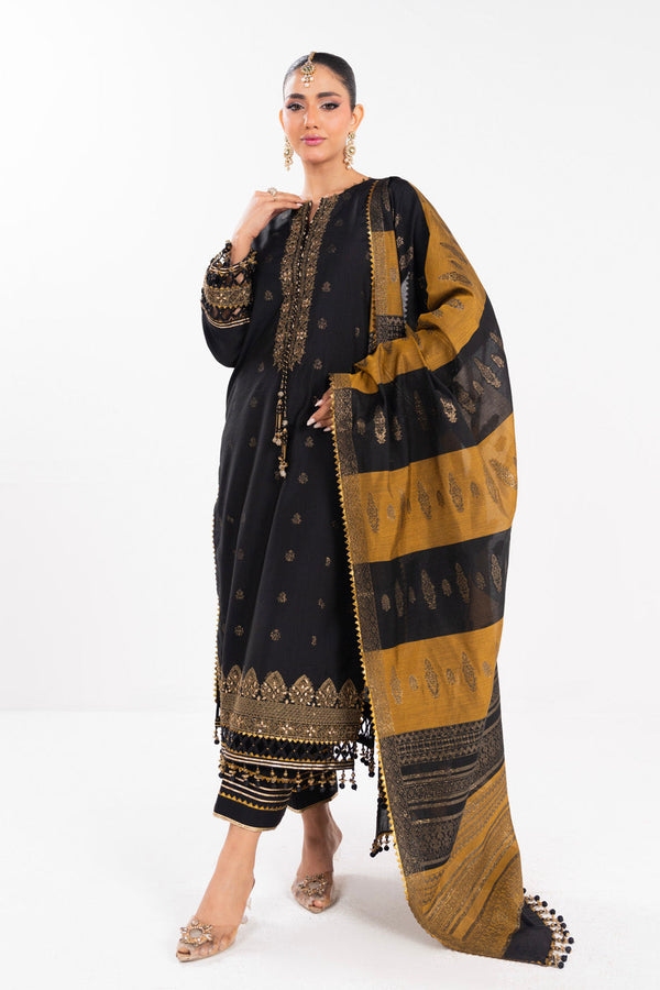 3 Piece Embroidered Yarn Dyed Cotton Silk Jacquard Suit With Yarn Dyed Dupatta