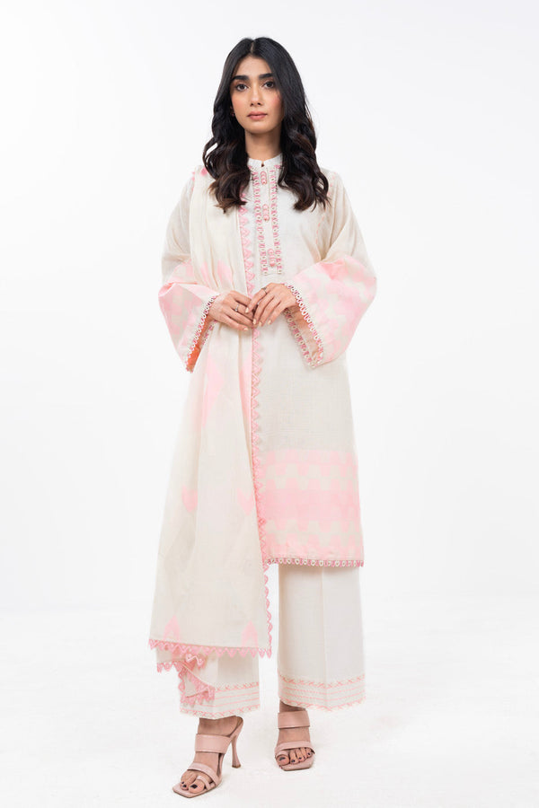 3 Piece Dyed Jacquard Suit With Dyed Jacquard Dupatta