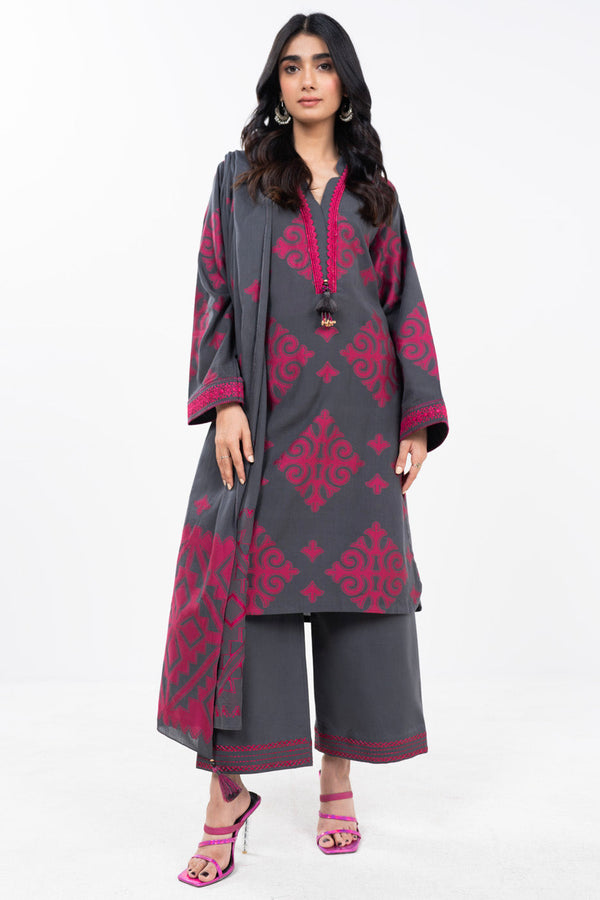 3 Piece Dyed Jacquard Suit With Dyed Jacquard Dupatta