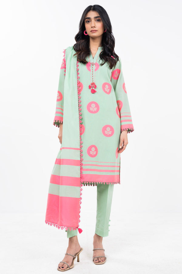 3 Piece Dyed Jacquard Suit With Dyed Jacquard Dupatta