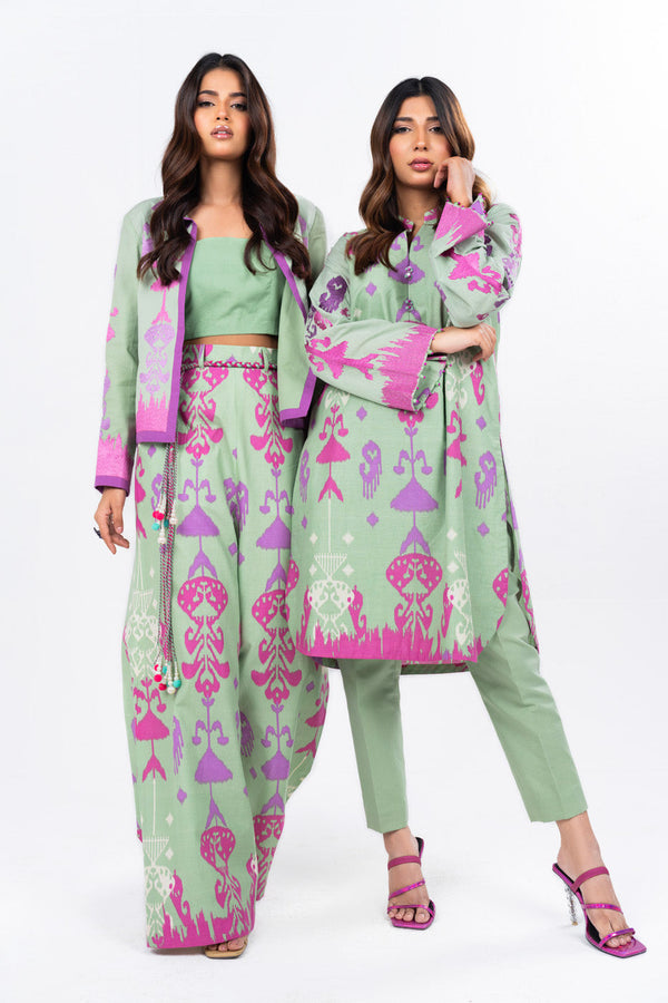 2 Pc Dyed Embroidered Light Cambric Shirt With Printed Chiffon Dupatta