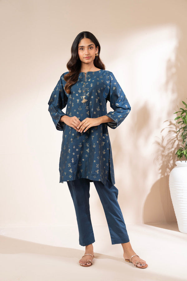 Stitched - 2 Pc Printed Jacquard Outfit