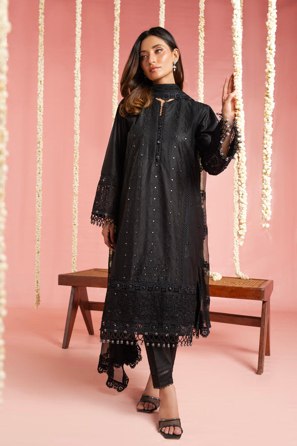 3 Pc Embroidered Dyed Lawn Suit With Embroidered Dyed Chiffon Dupatta