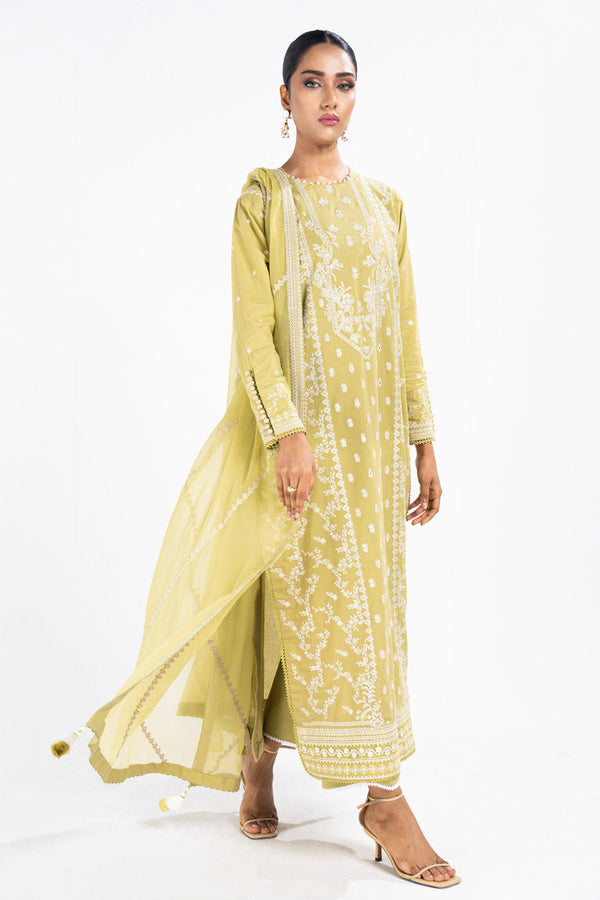 4 Pc Embroidered Lawn Shirt With  Embriodered Poly Chiffon Dupatta